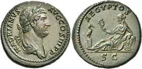 Hadrian augustus, 117 – 138 
As circa 130-138, Æ 11.16 g. HADRIANVS – AVG COS III P P Laureate and draped bust r. Rev. AEGYPTOS Egypt reclining l. on...