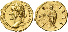 Antoninus Pius augustus, 138 – 161 
Aureus 153-154, AV 7.19 g. ANTONINVS AVG PI – VS P P TR P XVII Laureate head l. Rev. COS – IIII Antoninus, togate...