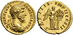 Lucius Verus, 161 – 169 
Aureus December 163-164, AV 7.33 g. L VERVS AVG – ARMENIACVS Laureate, draped and cuirassed bust r. Rev. TR P IIII IMP II CO...