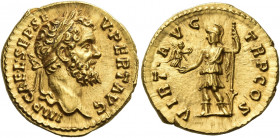 Septimius Severus, 193 – 211 
Aureus 193-194, AV 7.38 g. IMP CAE·L·SEP·SE – V·PERT AVG Laureate head r. Rev. VIRT AVG· TR – P·COS Virtus standing fac...