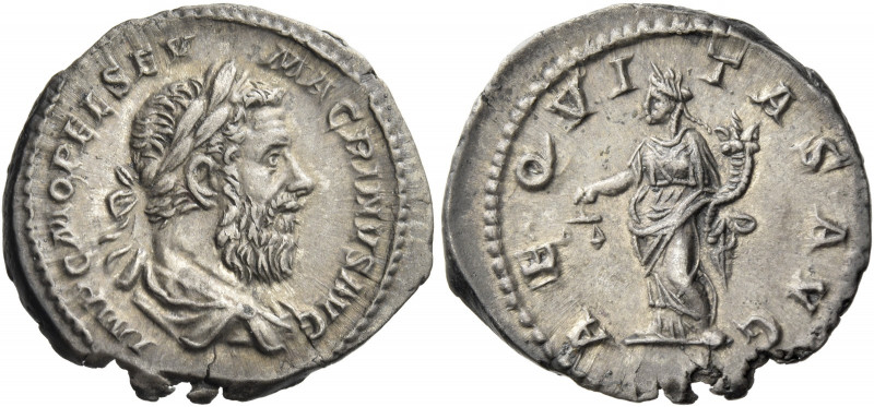 Macrinus, 217 – 218
Denarius December 217-218, AR 3.10 g. IMP C M OPEL SEV – MA...