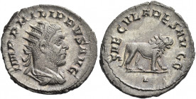 Philip I, 244 – 249 
Antoninianus 248, AR 4.13 g. IMP PHILIPPVS AVG Radiate, draped and cuirassed bust r. Rev. SAECVLARES AVGG Lion advancing r.; in ...