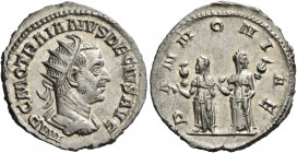 Trajan Decius, 249 – 251 
Antoninianus 249-251, AR 3.40 g. IMP C M Q TRAIANVS DECIVS AVG Radiate and cuirassed bust r. Rev. PANNONIAE The two Pannoni...