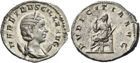 Herennia Etruscilla, wife of Trajan Decius 
Antoninianus 249-251, AR 4.21 g. HER ETRVSCILLA AVG Diademed and draped bust r., on crescent. Rev. PVDICI...