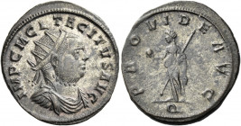 Tacitus, 275 – 276 
Antoninianus, Ticinum 275, billon 4.04 g. IMP CM CL TACITVS AVG Radiate, draped, and cuirassed bust r. Rev. PROVIDE AVG Provident...