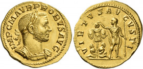 Probus, 276 – 282 
Aureus, Lugdunum circa 276-282, AV 4.73 g. IMP C MAVR PROBVS AVG Laureate, draped and cuirassed bust r. Rev. VIRTVS AVGVSTI Empero...