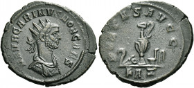 Carinus caesar, 282 – 283 
Antoninianus 282-283, billon 4.08 g. M AVR CARINVS NOB CAES Radiate, draped and cuirassed bust r. Rev. PIETAS AVGG Pontifi...