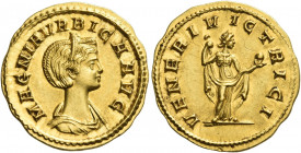 Magna Urbica, wife of Carinus 
Aureus 280-284, AV 4.48 g. MAGNIA VRBICA AVG Diademed and draped bust r. Rev. VENERI VICTRICI Venus standing r., holdi...