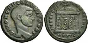 Romulus, son of Maxentius. 
Divus Romulus. Æ3, Ostia late 309 to October 312, Æ 2.25 g. DIVO ROMVLO N V BIS CONS Bare head r. Rev. AETERNAE – MEMORIA...