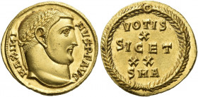 Maximinus II Daia augustus, 310 – 313 
Aureus, Antiochia 310-311, AV 5.29 g. MAXIMI – NVS P F AVG Laureate head r. Rev. VOTIS / X / SIC ET / XX / SMA...