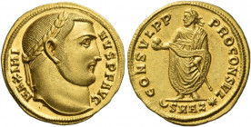 Maximinus II Daia augustus, 310 – 313 
Aureus, Antiochia circa 311, AV 5.26 g. MAXIMI – NVS P F AVG Laureate head r. Rev. CONSVL P P – PROCONSVL The ...