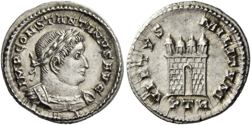 Constantine I augustus, 307 – 337 
Half argenteus, Treveri 309, AR 1.70 g. IMP ...