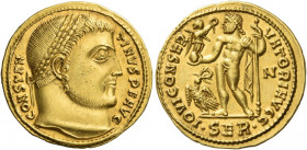 Constantine I augustus, 307 – 337
Aureus, Serdica 313, AV 5.29 g. CONSTAN – TINVS P F AVG Laureate head r. Rev. IOVI CONSER – VATORI AVGG Jupiter sta...