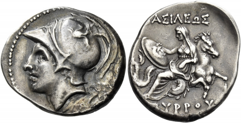 Locri 
Didrachm circa 279-274 under Pyrrhus, AR 8.29 g. Head of Achilles l., we...