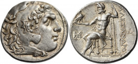Alexander III, 336 – 323 and posthumous issues
Tetradrachm in name and types of Alexander III, Magnesia ad Maeandrum circa 282-225, AR 17.21 g. Head ...