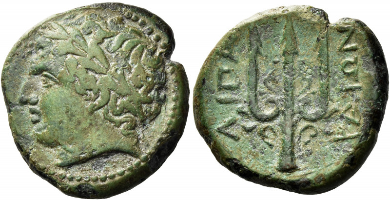Islands off Sicily, Lipara 
Bronze last quarter IV century, Æ 8.02 g. Laureate ...
