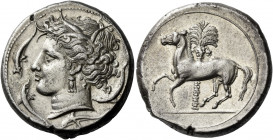 The Carthaginians in Sicily, Sardinia and North Africa 
Tetradrachm, uncertain mint in Sicily "people of the camp" circa 350-320, AR 17.00 g. Head of...