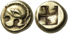 Phocaea 
Hecte circa 478-387, EL 2.56 g. Crested Attic helmet l., decorated with seal. Rev. Quadripartite incuse square. Bodenstedt 60 a/– (unlisted ...