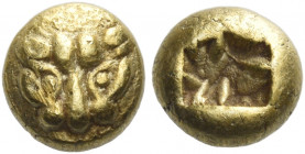 Asia Minor, Uncertain mint 
Hemihecte circa 600-575, EL 1.12 g. Lion's head facing (panther?). Rev. Square punch incuse. Traité pl. I, 24. SNG von Au...