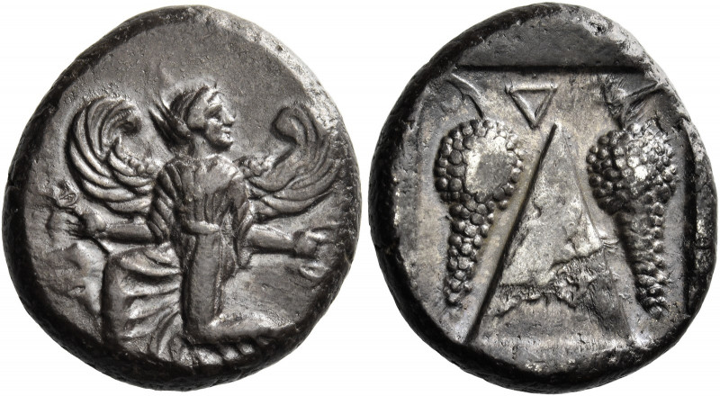 Caria, Caunus 
Stater circa 430-410, AR 11.56 g. Iris with curved wings and out...