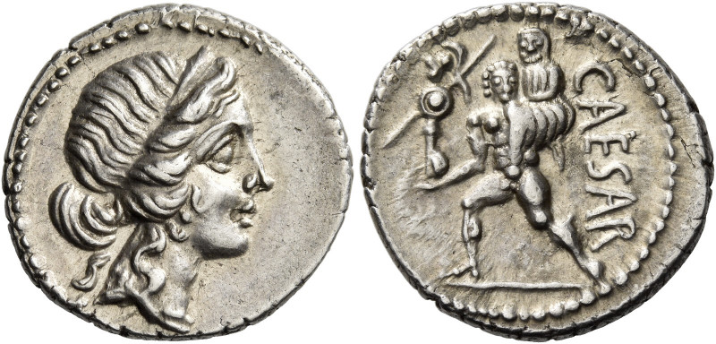 C. Iulius Caesar. Denarius, Asia 48-47, AR 3.86 g. Diademed head of Venus r. Rev...