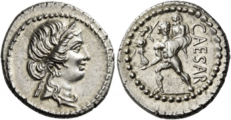 C. Iulius Caesar. Denarius, Asia 48-47, AR 3.87 g. Diademed head of Venus r. Rev...
