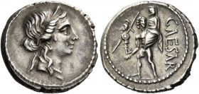 C. Iulius Caesar. Denarius, Asia 48-47, AR 3.71 g. Diademed head of Venus r. Rev. CAESAR Aeneas advancing l., carrying palladium in r. hand and Anchis...