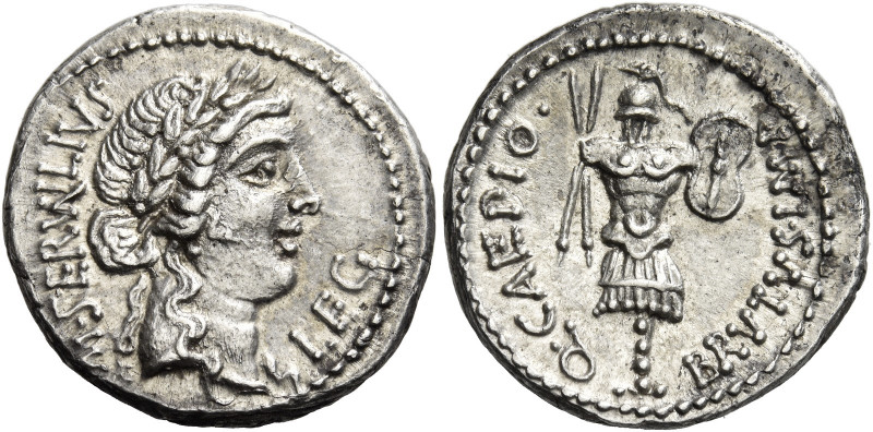 C. Cassius with M. Servilius. Denarius, mint moving with Brutus 43-42, AR 3.74 g...