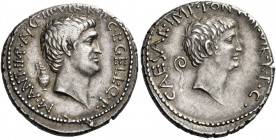 Marcus Antonius, C. Caesar Octavianus and L. Gellius. Denarius, mint moving with Marcus Antonius 41, AR 3.99 g. M·ANT·IMP·AVG III VIR·R·P·C·L·GELL·Q·P...