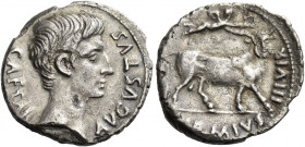 Octavian as Augustus, 27 BC – 14 AD 
M. Durmius. Denarius circa 19-18 BC, AR 3.46 g. AVGVSTVS – CAESAR Bare head r. Rev. [M DV]RMIVS III VIR Victory ...