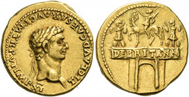 Claudius augustus, 41 – 54 
Aureus 46-47, AV 7.70 g. TI CLAVD CAESAR AVG P M TR P VI IMP XI Laureate head r. Rev. DE BRITANN on architrave of triumph...