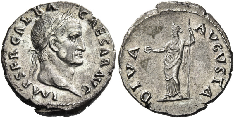 Galba, 68 – 69 
Denarius circa July 68-January 69, AR 3.52 g. IMP SER GALBA CAE...