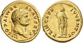 Domitian caesar, 69 - 81
Aureus 74-75, AV 7.39 g. CAES AVG F – DOMIT COS III Laureate head r. Rev. PRINCEPS – IVVENTVT Spes advancing l., holding flo...