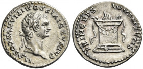 Domitian caesar, 69 - 81 
Denarius 80-81, AR 3.53 g. CAESAR DIVI F DOMITIANVS COS VII Laureate and bearded head r. Rev. PRINCEPS – IVVENTVTIS Garland...