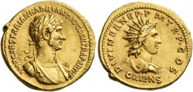 Hadrian augustus, 117 – 138 
Aureus 117, AV 7.35 g. IMP CAES TRAIAN HADRIANO AVG DIVI TRA PARTH F Laureate, draped and cuirassed bust r. Rev. DIVI NE...