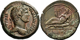 Hadrian augustus, 117 – 138 
Drachm, Alexandria 127-128 (year 12), Æ 23.63 g. ΑΥΤ ΚΑΙ – ΤΡΑΙ ΑΔΡΙΑ ??Β Laureate, draped and cuirassed bust r. Rev. L ...