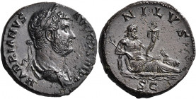 Hadrian augustus, 117 – 138 
As circa 130-133, Æ 10.76 g. HADRIANVS – AVG COS III P P Laureate, draped and cuirassed bust r. Rev. NILVS Nilus reclini...