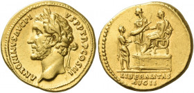 Antoninus Pius augustus, 138 – 161 
Aureus 140-143, AV 7.25 g. ANTONINVS AVG PI – VS P P TR P COS III Laureate head l. Rev. LIBERALITAS AVG II Empero...