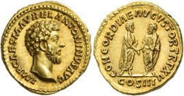 Marcus Aurelius augustus, 161 – 180
Aureus 161, AV 7.28 g. IMP CAES M AVREL ANTONINVS AVG Bare head r. Rev. CONCORDIAE AVGVSTOR TR P XV Marcus Aureli...