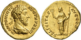 Marcus Aurelius augustus, 161 – 180 
Aureus 168-169, AV 7.22 g. M ANTONINVS – AVG TR P XXIII Laureate, draped and cuirassed bust r. Rev. FELICITAS – ...