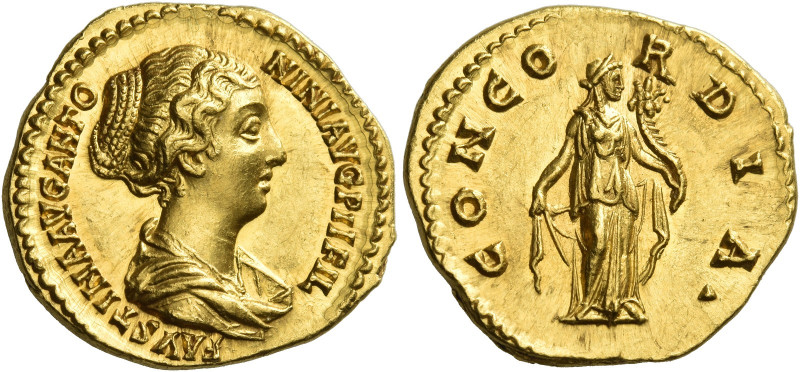 Faustina II, daughter of Antoninus Pius and wife of Marcus Aurelius
Aureus 147-...