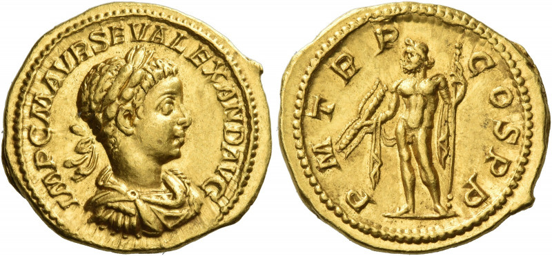 Severus Alexander, 222 – 235 
Aureus circa 222, AV 6.52 g. IMP C M AVR SEV ALEX...