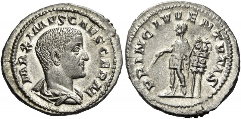 Maximus caesar, 235 – 238 
Denarius 236-237, AR 3.67 g. MAXIMVS CAES GERM Drape...