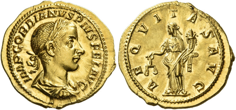 Gordian III augustus, 238 – 244 
Aureus 240, AV 4.56 g. IMP GORDIANVS PIVS FEL ...