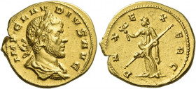 Claudius II Gothicus, 268 – 270 
Aureus, Mediolanum 270, AV 5.07 g. IMP CLAV – DIVS AVG Laureate, draped and cuirassed bust r. Rev. PAX – E – X – ERC...
