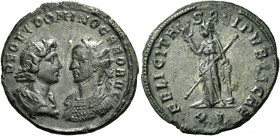 Carus, 282 – 283 
Double antoninianus, Siscia November 282, billon 3.92 g. DEO ET DOMINO CARO AVG Confronted busts of Sol on l., radiate and draped, ...