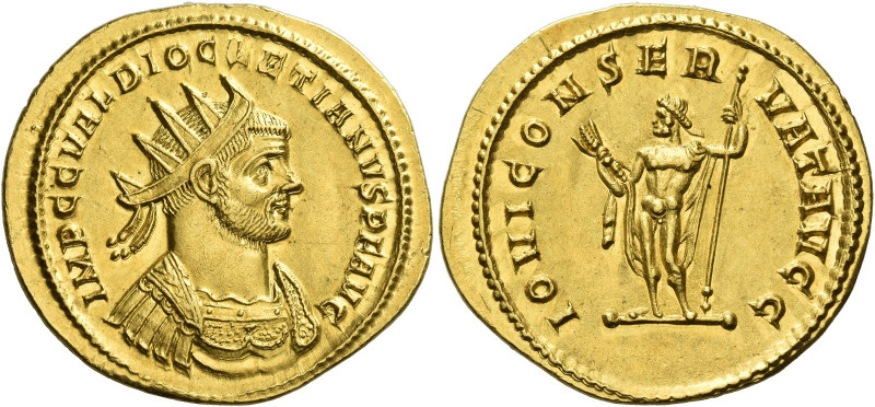 Diocletian, 284 - 305 
Aureus circa 284-294, AV 5.61 g. IMP C C VAL DIOCLETIANV...