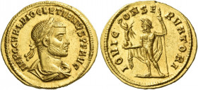 Diocletian, 284 - 305 
Aureus, Cyzicus 286, AV 4.50 g. IMP C C VAL DIOCLETIANVS P F AVG Laureate, draped and cuirassed bust r. Rev. IOVI C – ONSE – R...