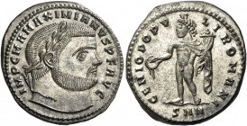 Maximianus Herculius augustus, first reign 286 – 305 
Follis, Nicomedia circa 294-295, billon 11.58 g. IMP C M A MAXIMIANVS P F AVG Laureate head r. ...