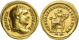 Maximianus Herculius augustus, first reign 286 – 305 
Aureus, Aquileia circa 294-303, AV 5.34 g. MAXIMIA – NVS P F AVG Laureate head r. Rev. CONCORDI...